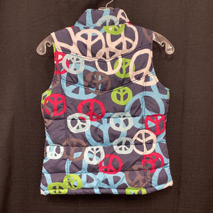 girl peace sign zip winter vest