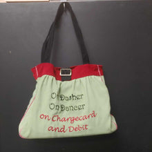 Load image into Gallery viewer, "on dasher on Dancer on charger card and debit" hand bag
