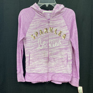 "sparkle & be kind" hooded zip sweatshirt