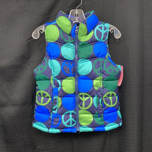 girl peace sign winter vest