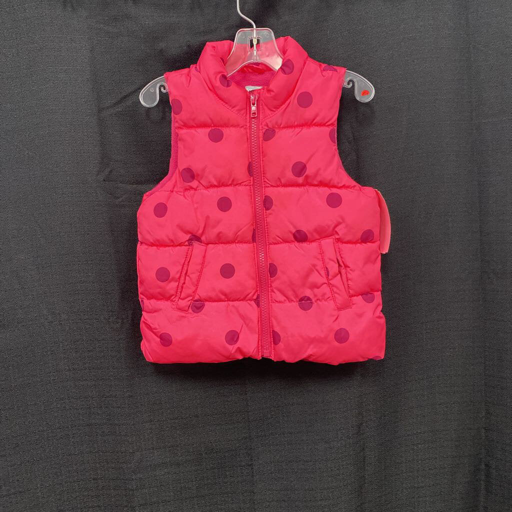 girl polka dot winter zip vest