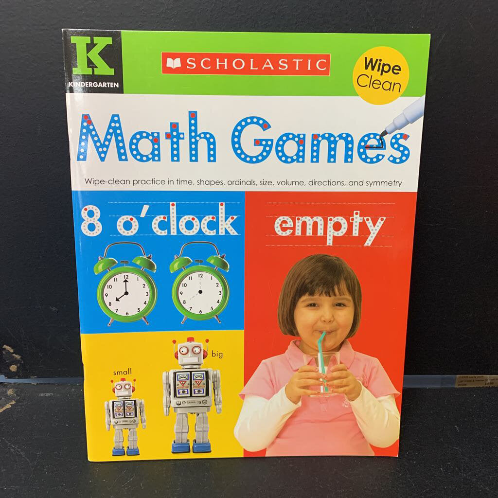 Kindergarten Math Games Dry Erase -workbook