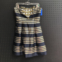 Load image into Gallery viewer, striped strapless dress w/beads
