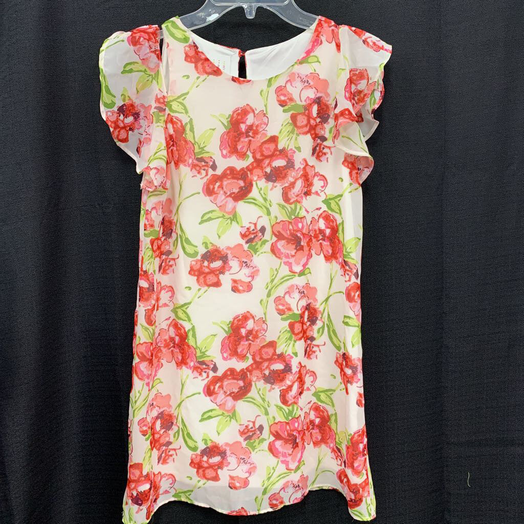 Floral cold shoulder dress