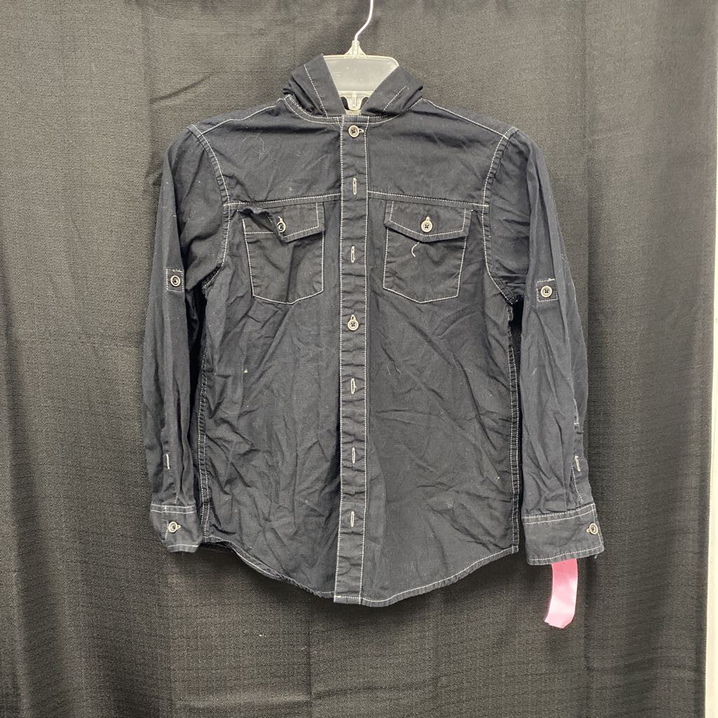 Hooded button down shirt