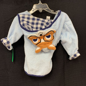 Squirrel hooded robe w/plaid accents
