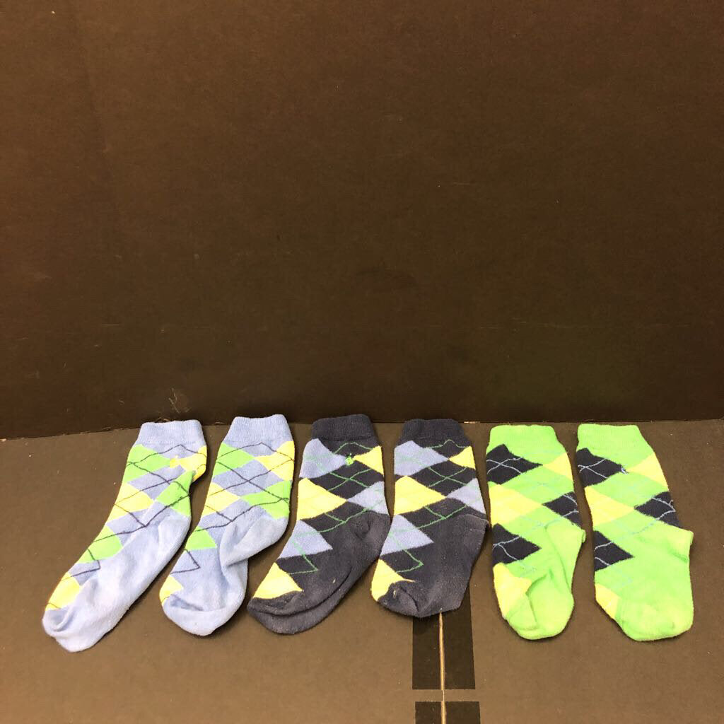 3pk girls argyle socks