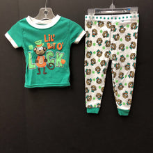 Load image into Gallery viewer, 2pc "Lil' bit o' luck" monkey sleepwear (St. Patrick's Day)
