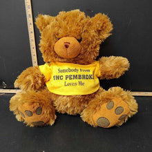 Load image into Gallery viewer, Plush Bear w shirt "Somebody from "...(UNC PemBroke)
