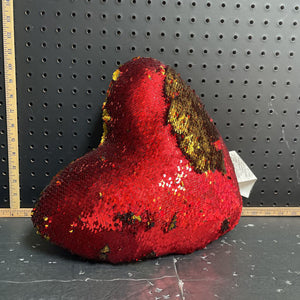 Reverse sequin heart pillow