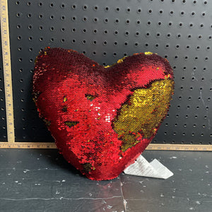 Reverse sequin heart pillow