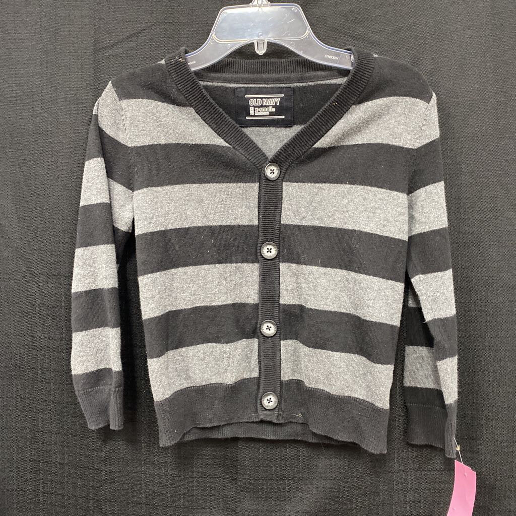 Striped button sweater