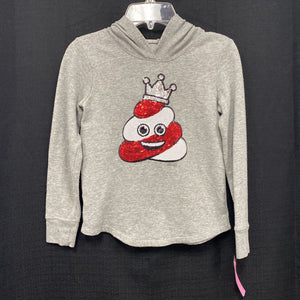 Sequin poop emoji hooded sweatshirt