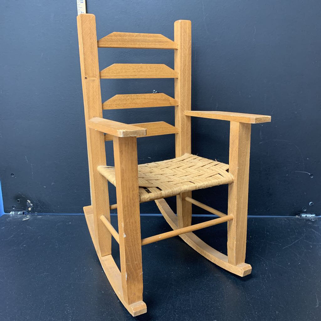 Wooden/whicker doll rocking chair