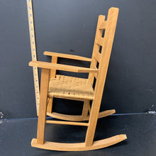 Load image into Gallery viewer, Wooden/whicker doll rocking chair

