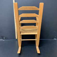 Load image into Gallery viewer, Wooden/whicker doll rocking chair
