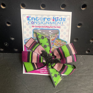 Halloween Striped Bat Hairbow Clip