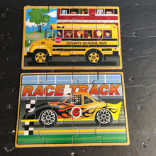 Load image into Gallery viewer, 4-12Pc Wooden Vehicles Jigsaw Puzzles in a Box
