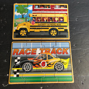 4-12Pc Wooden Vehicles Jigsaw Puzzles in a Box