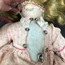 Load image into Gallery viewer, Wind Up Musical Porcelain Doll in Dress &amp; Headband w/Stand
