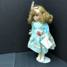 Load image into Gallery viewer, Arianna Porcelain Doll in Lace Dress &amp; Hairbow w/Stand 1988 Vintage Collectible (Sweetheart Dolls)
