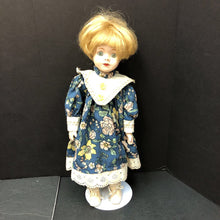 Load image into Gallery viewer, Porcelain Doll in Floral Dress w/Stand
