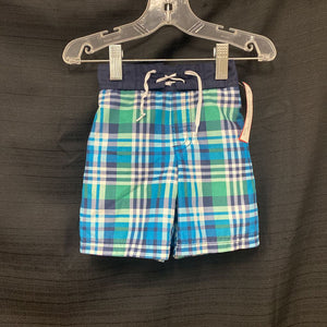 Plaid Swim Trunks