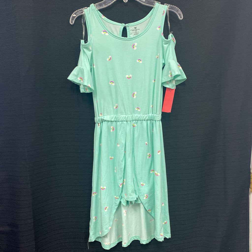 rainbow high low romper dress