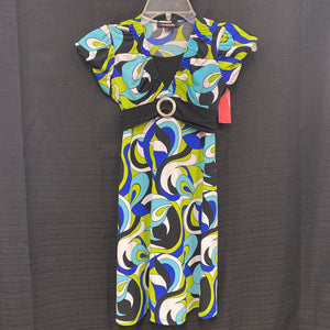 Patterned Dress w/Sash