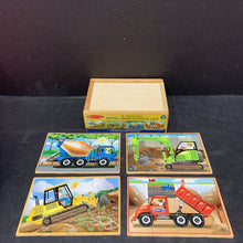 Load image into Gallery viewer, 4pk Wooden Construction Vehicles Jigsaw Puzzles
