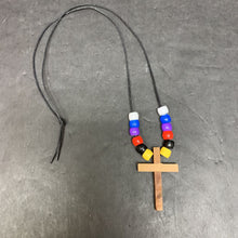 Load image into Gallery viewer, Beaded Corded Cross Relgion Necklace
