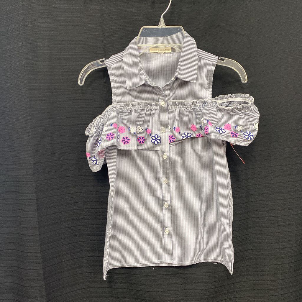Flower off shoulder button top