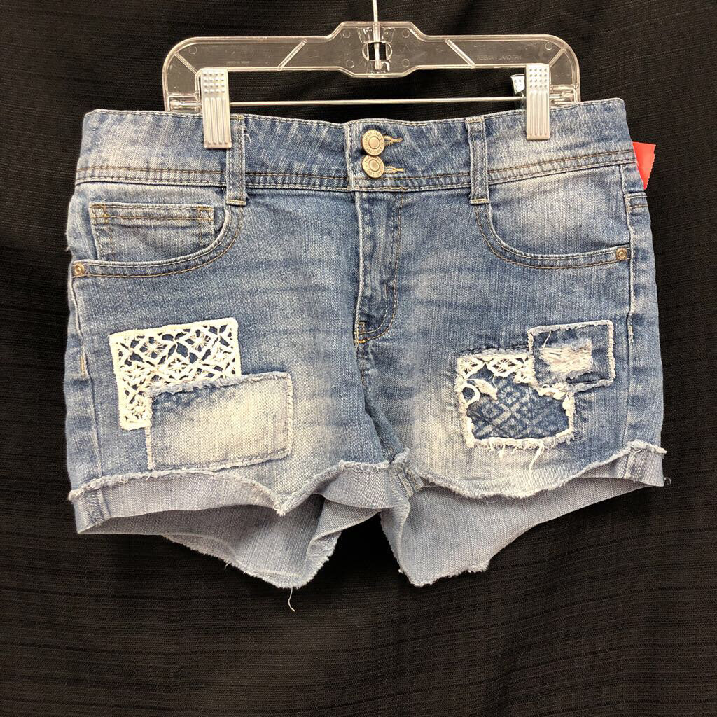 Denim patch shorts