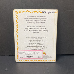 Dear God, Thanks for Thinking Up Love (Dear God Kids) (Anna Fitzgerald) -religion board