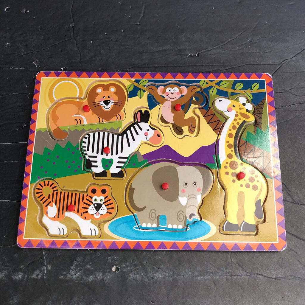 6pc Wooden Animal Peg Puzzle