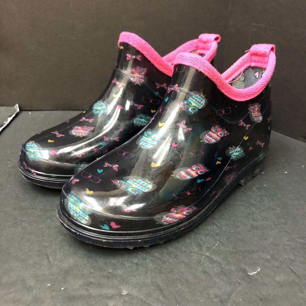 Girls Owl Short Rain Boots