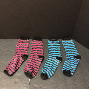 2pk Girls Striped Sparkly Socks