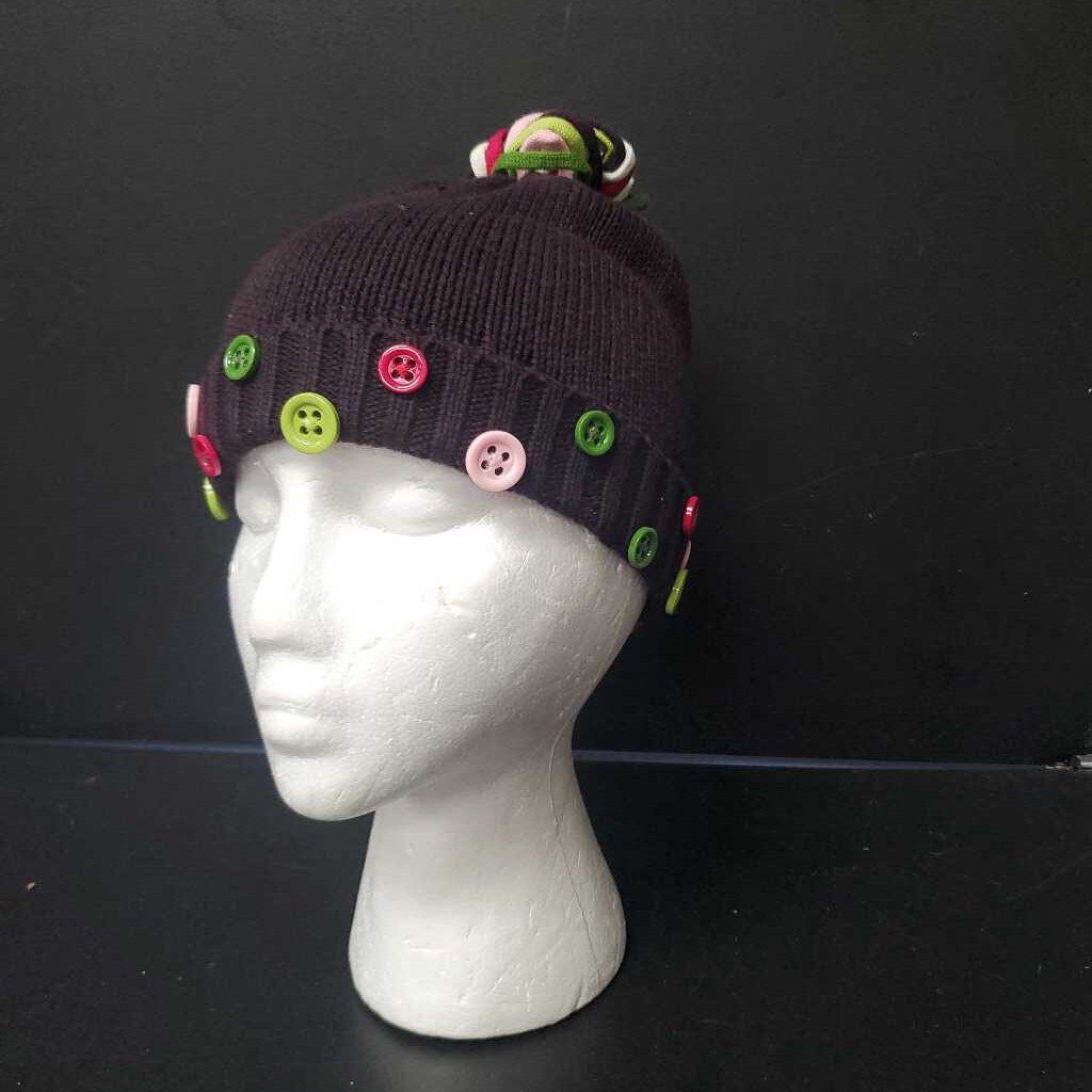 Girls Button Winter Hat