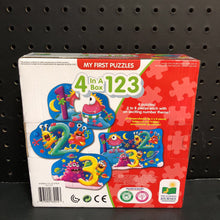 Load image into Gallery viewer, 4 in a box 123 4pk Monster Number Puzzles (NEW)
