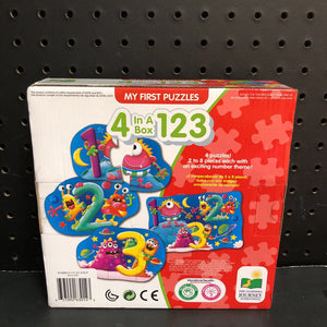 4 in a box 123 4pk Monster Number Puzzles (NEW)