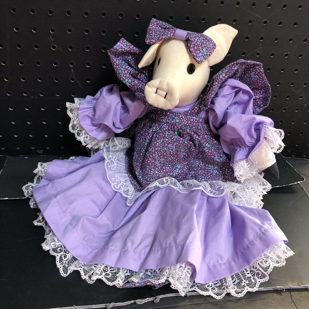 Pig in Floral Lace Dress