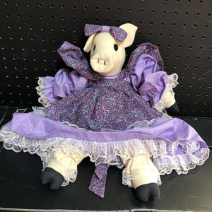 Pig in Floral Lace Dress