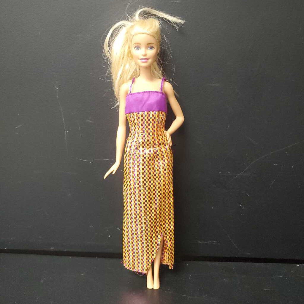 Doll in Sparkly Checkered Dress