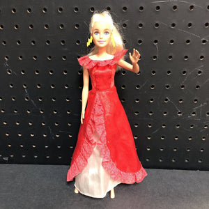 Doll in Sparkly Ruffle Dress & Earrings