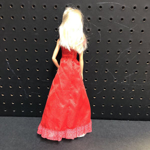 Doll in Sparkly Ruffle Dress & Earrings