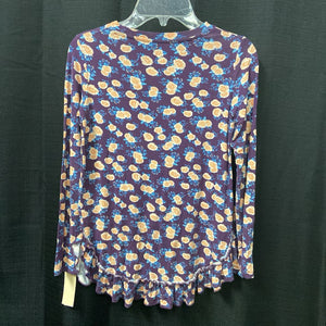 Floral Ruffle Bottom Top