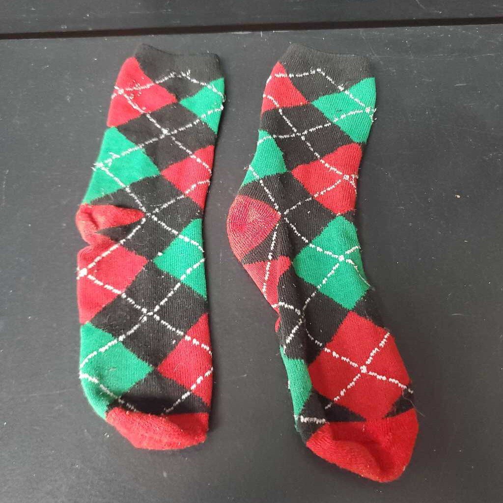 Girls Sparkly Argyle Socks