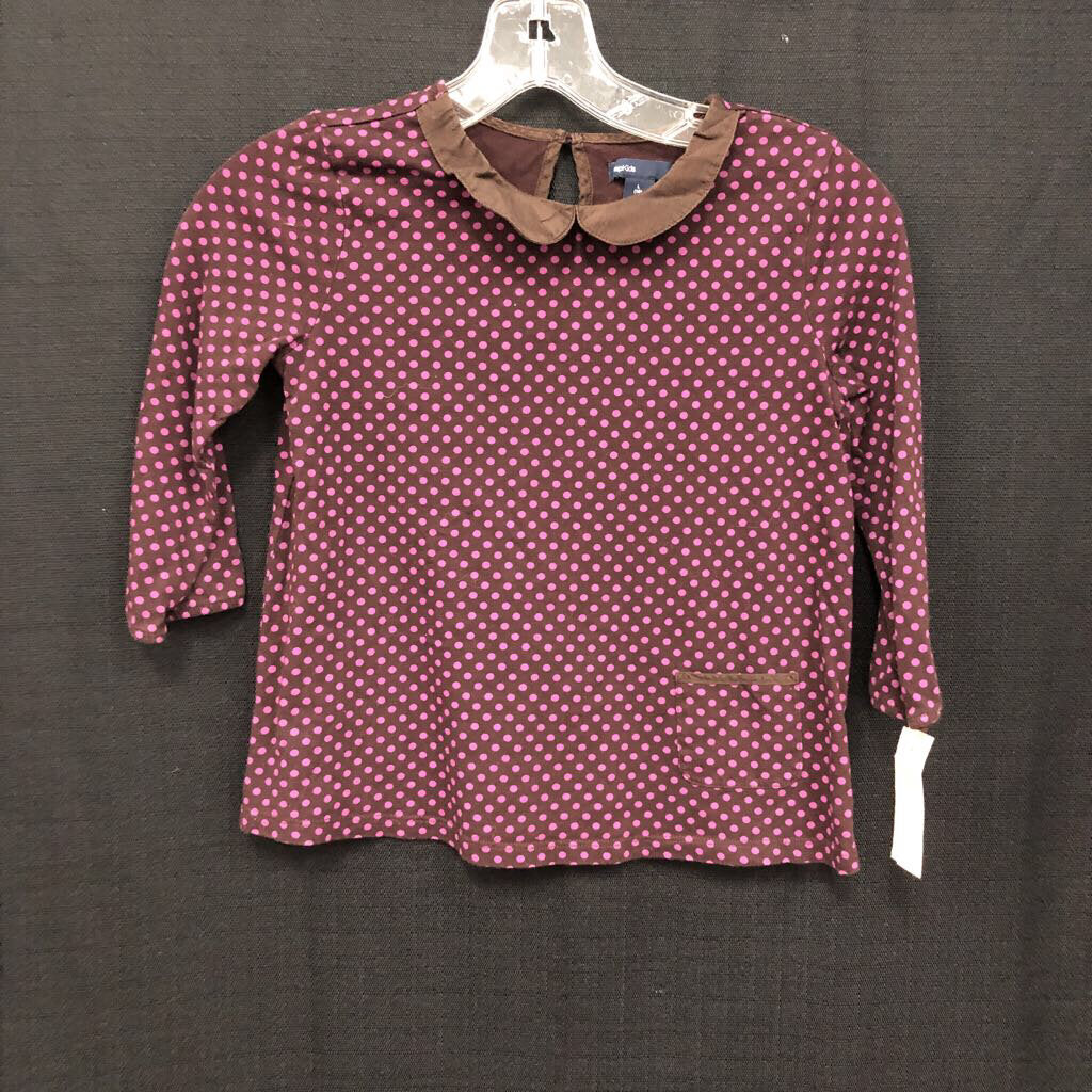 Polka Dot Collared Top