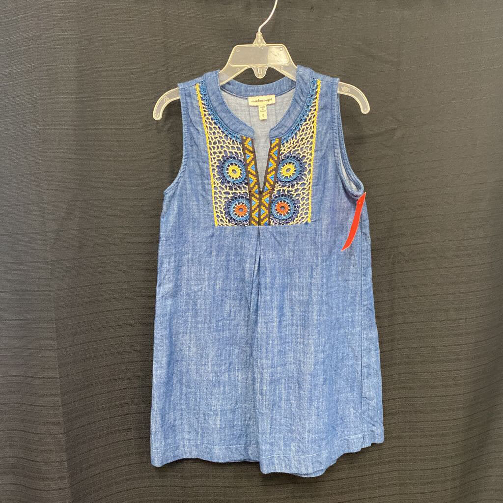 Sleeveless vneck denim dress