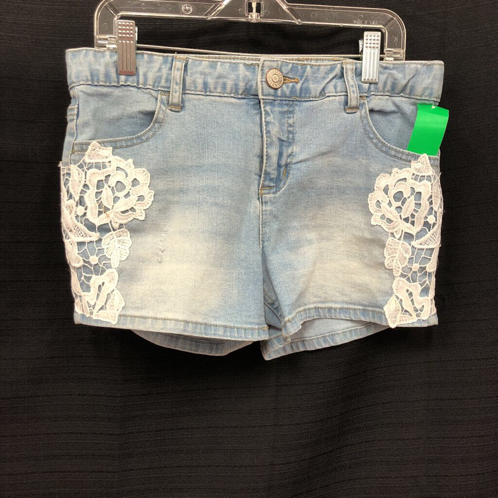 Denim lace shorts